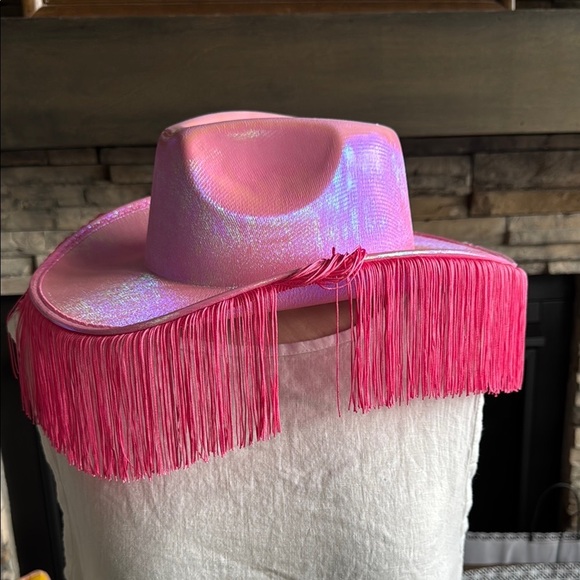 Vibrant Pink Western Hat with Fringe Trim main image 4
